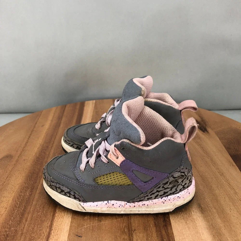 Jordan Spizike Toddler Sneakers Gray Pink Mid Top Shoes Size 7C